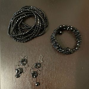 Black Earring/Bracelets Set